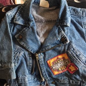 Vintage denim moto jacket for a lil guy